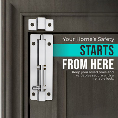 Pack of 2 Stainless Steel Door Security Bolts, Slide Latch Lock with Screws - 75MM