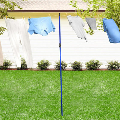 Pack of 2 Telescopic Clothes Line Prop 2.4m Blue Adjustable Laundry Pole