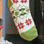 Pack of 2 Traditional White & Red Fair Isle Xmas Gift Decoration Christmas Stocking