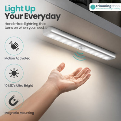 Pack of 2 Under Cabinet Lighting, Motion Sensor Light Battery Operated ...