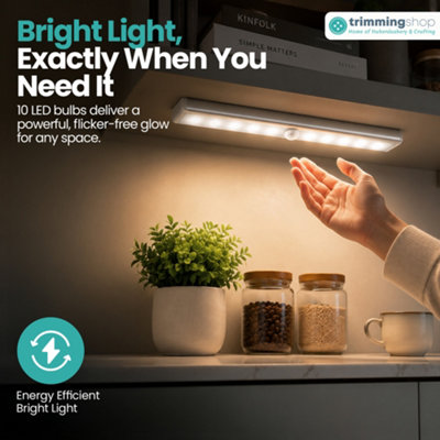 Pack of 2 Under Cabinet Lighting, Motion Sensor Light Battery Operated ...