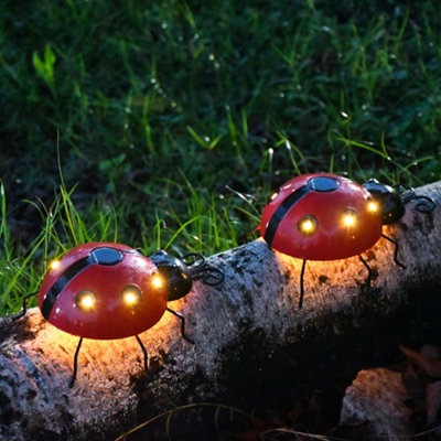 バッグ led_ladybug Pack of 2 Warm Light Outdoor Solar Ladybug Decorative Garden Lights