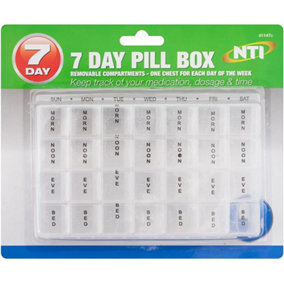 Pack Of 2 Weekly Pill Box Tablet Organiser 7 Day 28 Compartment Medicine Organiser