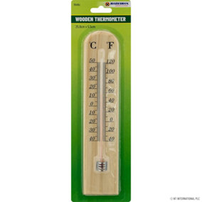 Pack Of 2 Wooden Outdoor Thermometer Traditional Garden Greenhouse C And F Reading
