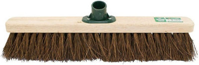 Pack Of 2 Wooden Stiff Bristle Bassine Brush 18 Inch Broom Head Floor Cleaning Sweeping