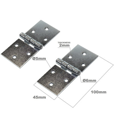 Pack of 2 x 100 mm Backflap Hinge Galvanised, Silver Steel Back Flap ...