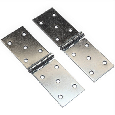 Pack of 2 x 150 mm Backflap Hinge Galvanised, Silver Steel Back Flap Hinges, Weather Resistant, Rust Corrosion Proof, Strap Hinges