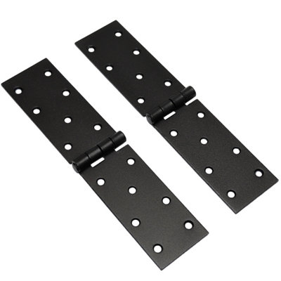Pack of 2 x 200 Backflap Hinge Black, Steel Back Flap Hinges, Weather Resistant, Rust Proof Powder Coating, Strap Hinges