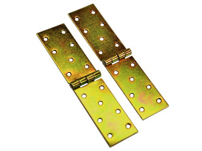 Pack of 2 x 200 mm Backflap Hinge Galvanised, Steel Back Flap Hinges, Weather Resistant, Rust Corrosion Proof, Strap Hinges