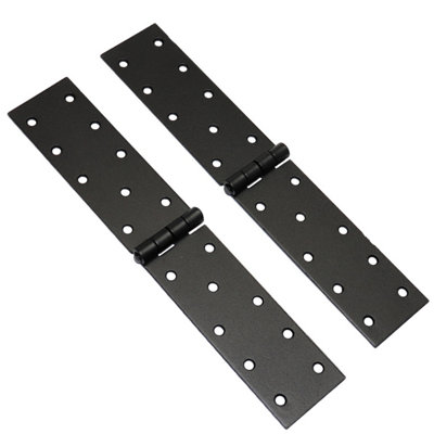 Pack of 2 x 250 Backflap Hinge Black, Steel Back Flap Hinges, Weather Resistant, Rust Proof Powder Coating, Strap Hinges