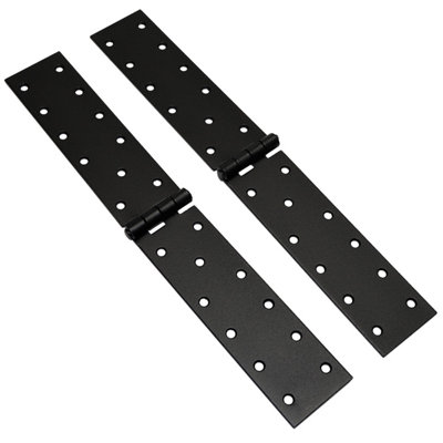 Pack of 2 x 300 Backflap Hinge Black, Steel Back Flap Hinges, Weather Resistant, Rust Proof Powder Coating, Strap Hinges