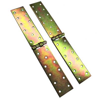 Pack of 2 x 300 mm Backflap Hinge Galvanised, Steel Back Flap Hinges, Weather Resistant, Rust Corrosion Proof, Strap Hinges