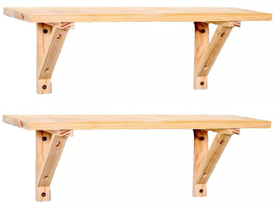 Pack of 2 x 585mm Decorative Pine Shelves (Shelf Kit)