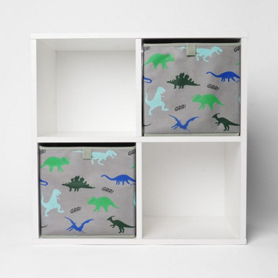 Pack of 2 x Dinosaur Print Cube  Storage Boxes