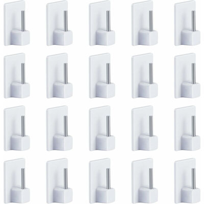 Pack of 20 Adhesive Curtain Rod Hooks - 2.8 x 1.9 x 1.1 cm