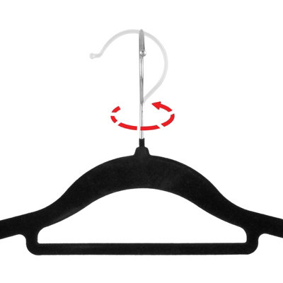 Pack of 20 Black Non Slip Flocked Velvet Coat Hangers Space Saving