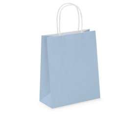 Pack of 20 Coloured Paper Party Bags 18cm x 22cm x 8cm Gift Bag With Handles Birthday Loot Bag Recyclable (Baby Blue)