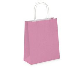Pack of 20 Coloured Paper Party Bags 18cm x 22cm x 8cm Gift Bag With Handles Birthday Loot Bag Recyclable (Baby Pink)