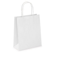 Pack of 20 Coloured Paper Party Bags 18cm x 22cm x 8cm Gift Bag With Handles Birthday Loot Bag Recyclable (White)