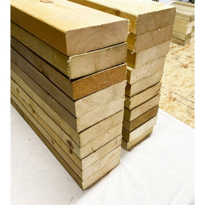 PACK OF 20 - LENGTH 4.8m - Structural Graded C24 Timber 6" x 2" Joists (Decking) 47mm x 150mm ( 6 x 2) - Pressure Treated Timber