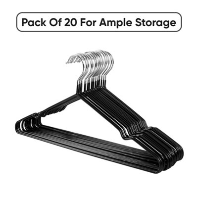 Pack Of 20 Rubber Coated Metal Hangers - BLACK