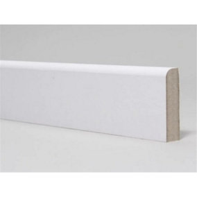 PACK OF 20 (Total 20 Units) - 18mm x 119mm White Primed MDF 9mm One Edge Round Skirting Board - 2700mm Length