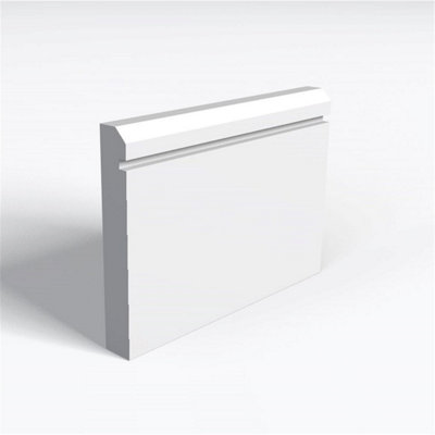 Pack of 20 (Total 20 Units) - MR MDF Primed Chamfered 1 Square Groove Skirting Board - 18mm(T) x 94mm(H) x 3050mm(L)