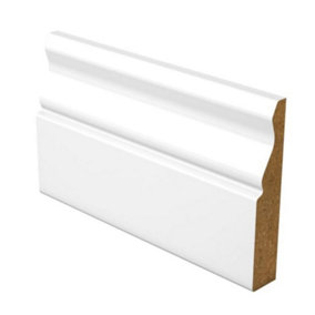 PACK OF 20 (Total 20 Units)  - Ogee Fully Finished Satin White Skirting - 18mm x 169mm - 4200mm Length