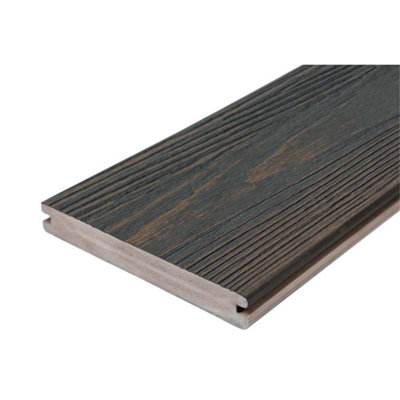 Pack of 20 (Total 20 Units) - Premium Apex Grooved Deck Boards - 190mm (W) x 24mm (H) x 4800mm (L) - Carbonised Osage