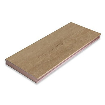 Pack of 20 (Total 20 Units) - Premium Pioneer Grooved Deck Boards - 145mm (W) x 24.5mm (H) x 4800mm (L) - Bur Oak