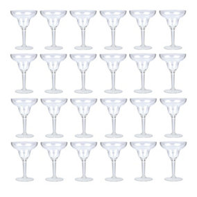 Pack Of 24 Plastic Margarita Glasses - Reusable Cocktail Drink Clear Cup Indoor Outdoor Summer BBQ Party