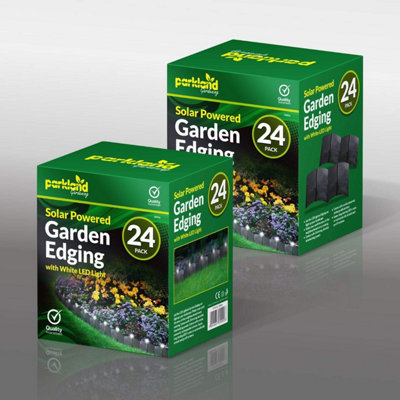 Pack of 24 Solar-Powered LED Garden Lawn Edging, Attractive Hammer-In ...