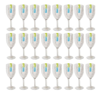 Pack of 24 Wine Goblets Drinks Glasses Modern Dimple Effect