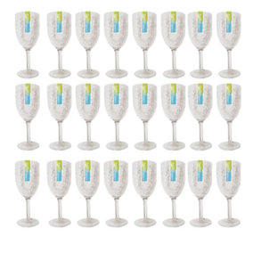 Pack of 24 Wine Goblets Drinks Glasses Modern Dimple Effect Reusable Plastic Outdoor Party Summer BBQ Cups Bulk Wine Glasses