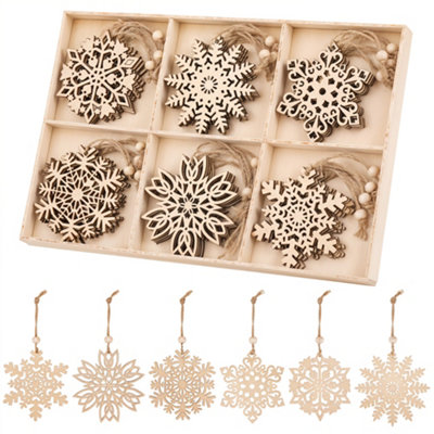 Pack of 24 Wooden Snowflake Ornaments
