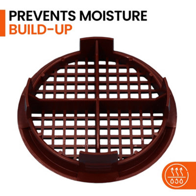 Pack of 25 Brown Plastic 68mm Round Soffit Air Vents Push in Roof and Eave Circular Mesh Air Vents - 4