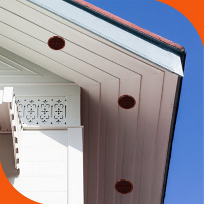 Pack of 25 Brown Plastic 68mm Round Soffit Air Vents Push in Roof and Eave Circular Mesh Air Vents - 7