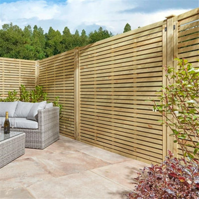 PACK OF 3: 3 x 6 Pressure Treated Horizontal Open Slatted Screen Gate ...