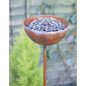 Pack of 3 Bowl Plant Pinn 4Ft Bare Metal Ready to Rust. Steel Garden Plant Border Support - Steel - H120 cm