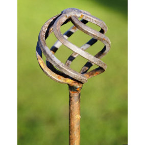 Pack of 3 Cage Ball Pin Support 4Ft Bare Metal Ready to Rust. Steel Garden Plant Border Support - Steel - H120 cm