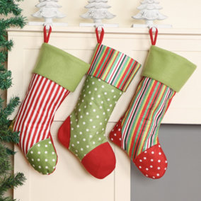 Pack of 3 Candy Stripes Xmas Tree Decoration Christmas Gift Bag Christmas Stocking