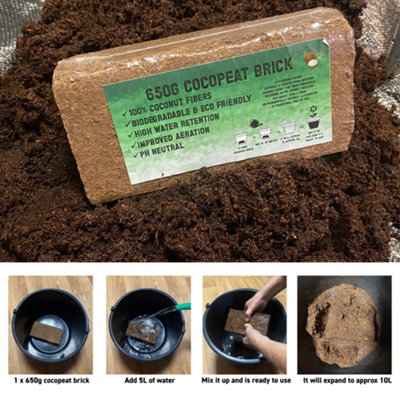 PACK OF 3 -coco coir bricks,natural organic planting compost,coconut ...