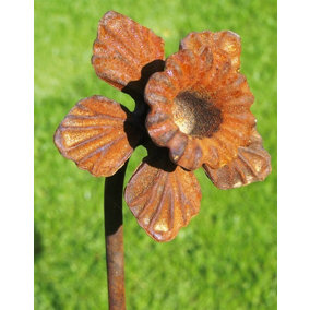Pack of 3 Daffodil Feature Plant Pin 5Ft Bare Metal Ready to Rust. Steel Garden Plant Border Support - Steel - H154.2 cm
