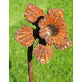 Pack of 3 Daffodil Feature Plant Pinn 4Ft.Bare Metal Ready to Rust. Steel Garden Plant Border Support - Steel - H120 cm