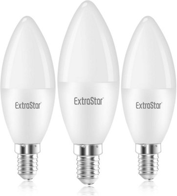 Pack of 3 E14 LED Non-Dimmable Candle Light Bulbs, 6W Warm White 3000K