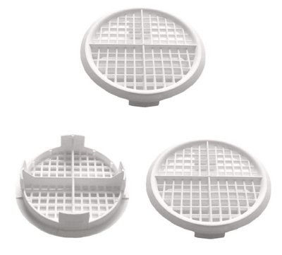 Pack of 3 fiXte 70mm Lattice Design White Plastic Push in Circular Soffit Vents Roof Air Vents