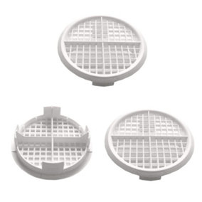 Pack of 3 fiXte 70mm Lattice Design White Plastic Push in Circular Soffit Vents Roof Air Vents