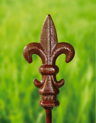 Pack of 3 Fleur De Lys Pin 5Ft.Bare Metal Ready to Rust. Steel Garden Plant Border Support - Steel - H154.2 cm