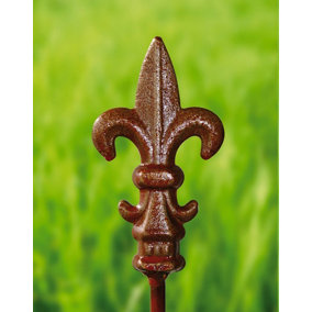 Pack of 3 Fleur De Lys Pin 5Ft.Bare Metal Ready to Rust. Steel Garden Plant Border Support - Steel - H154.2 cm