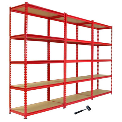 Pack of 3 Garage Shelving Unit - 5 Tier Heavy Duty Rack for Storage Steel Utility Shelves